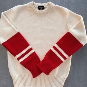 CALVIN KLEIN 205W39THNYC Men's Wool Cream and Red Crew - M